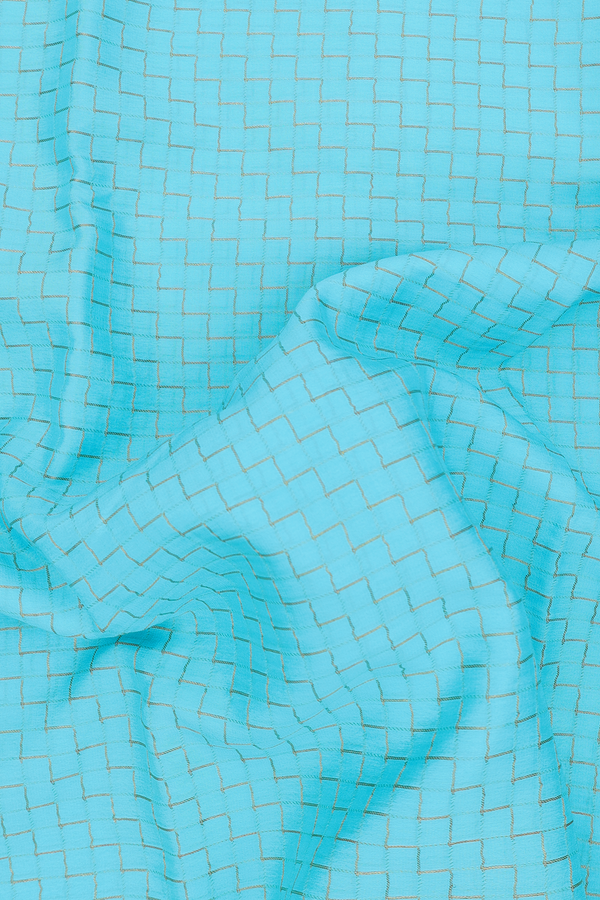 Mysore Silk Saree In Light Blue With Geometric Design
