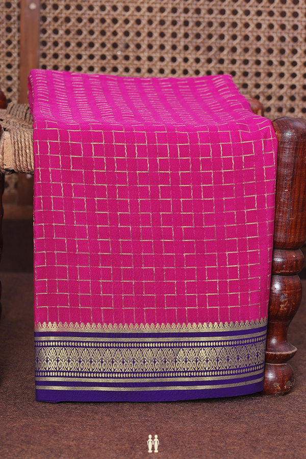 Mysore Silk Saree In Magenta With Geometric Design
