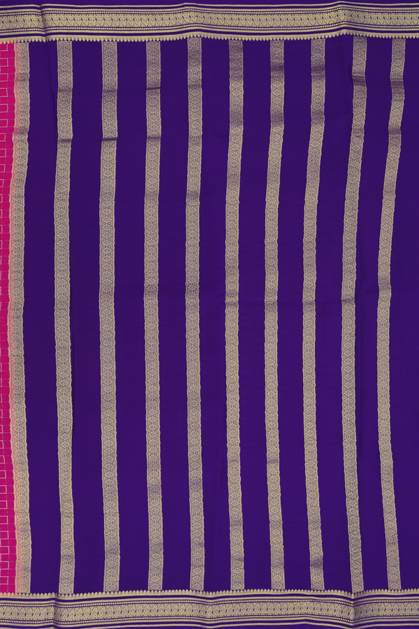Mysore Silk Saree In Magenta With Geometric Design