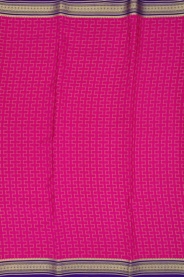 Mysore Silk Saree In Magenta With Geometric Design