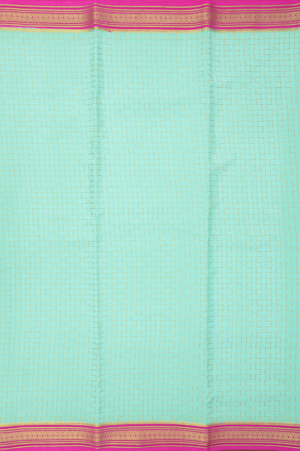 Mysore Silk Saree In Mint Green With Geometric Design