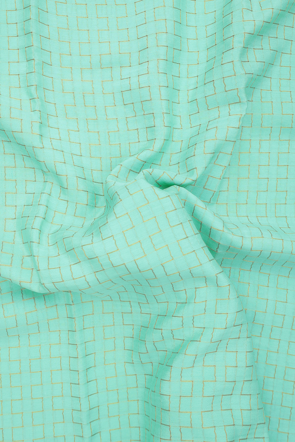 Mysore Silk Saree In Mint Green With Geometric Design