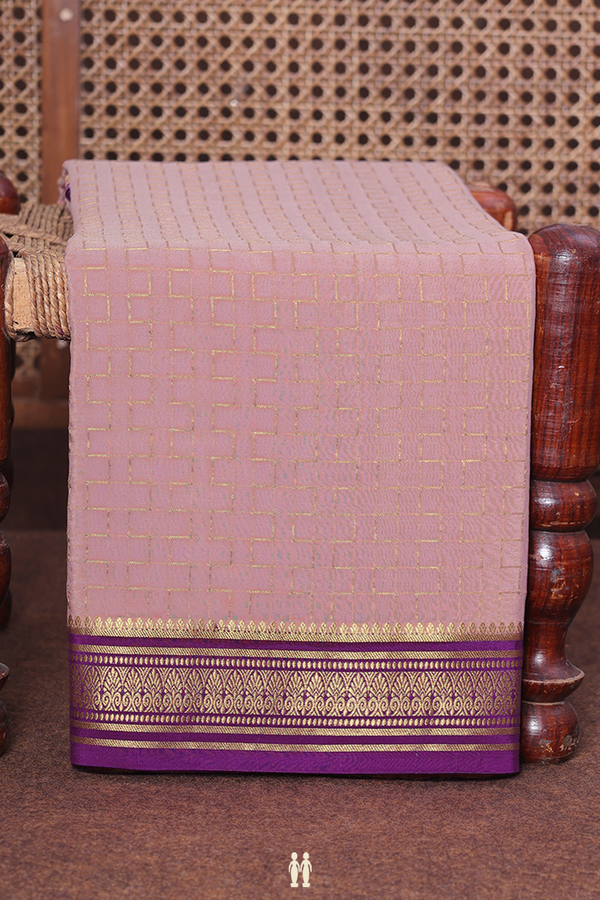 Mysore Silk Saree In Dusty Rose With Geometric Design