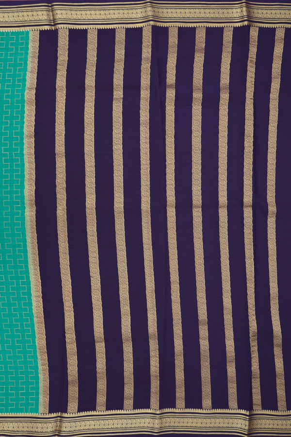 Mysore Silk Saree In Teal Green With Geometric Design