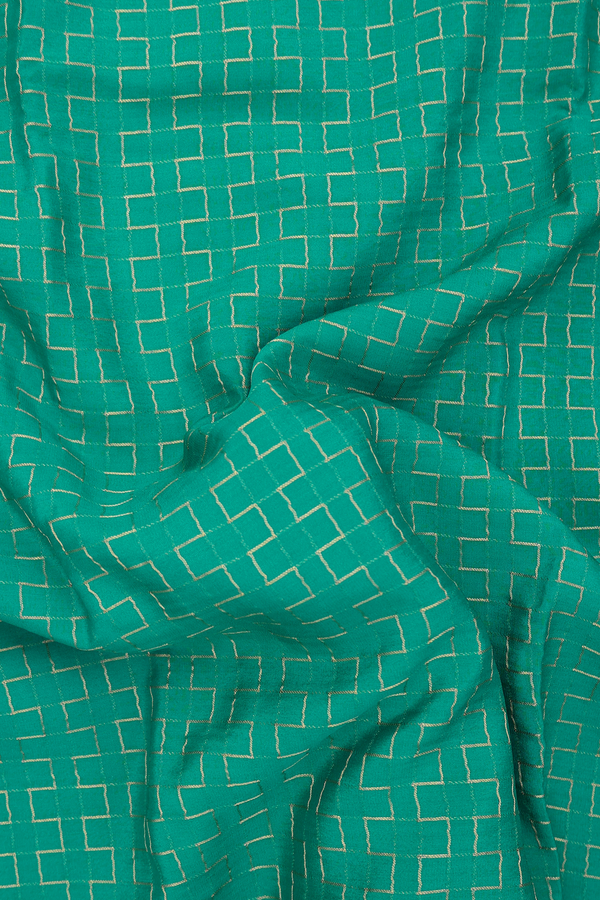 Mysore Silk Saree In Teal Green With Geometric Design