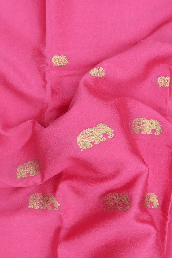 Mysore Silk Saree In Lotus Pink With Elephant Buttas