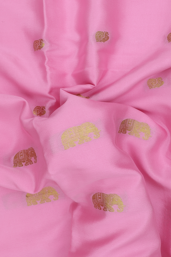 Mysore Silk Saree In Pink With Elephant Buttas