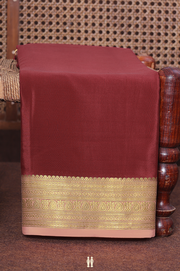 Mysore Silk Saree In Ruby Red With Contrast Border