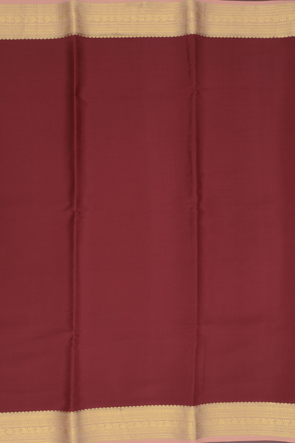 Mysore Silk Saree In Ruby Red With Contrast Border