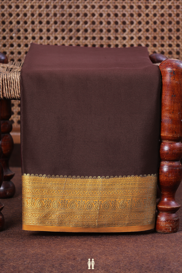 Mysore Silk Saree In Coffee Brown With Contrast Border