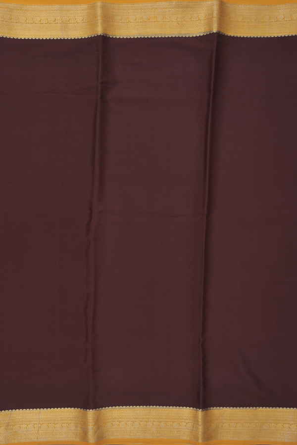 Mysore Silk Saree In Coffee Brown With Contrast Border