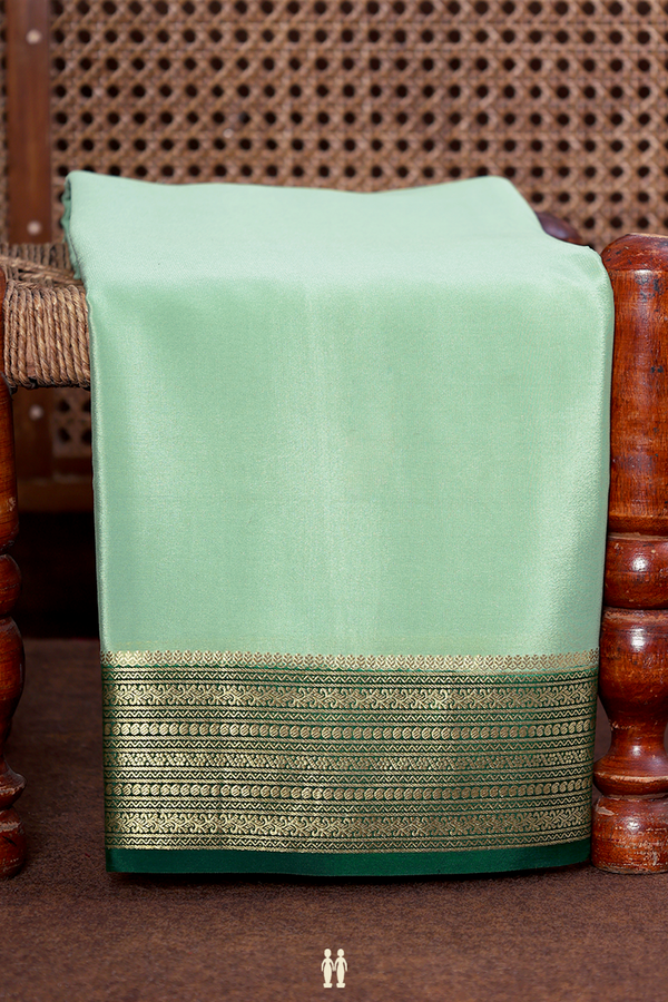 Mysore Silk Saree In Green With Zari Border