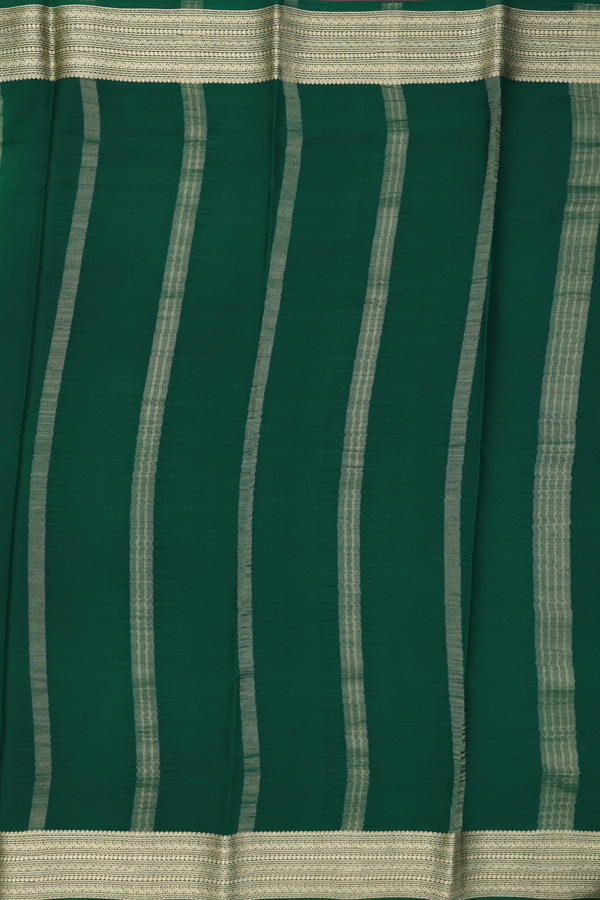 Mysore Silk Saree In Green With Zari Border