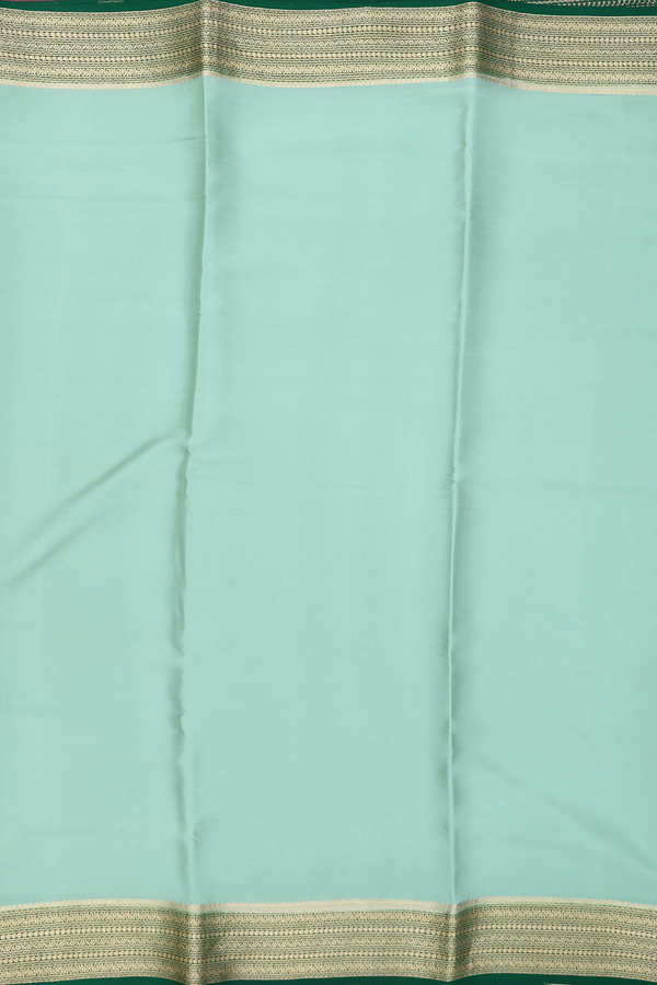 Mysore Silk Saree In Green With Zari Border