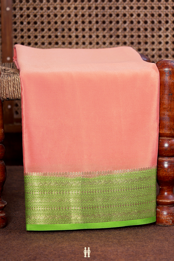 Mysore Silk Saree In Orange With Contrast Border