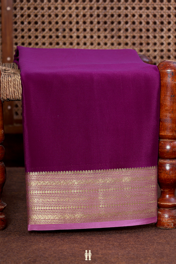 Mysore Silk Saree In Deep Purple With Zari Border