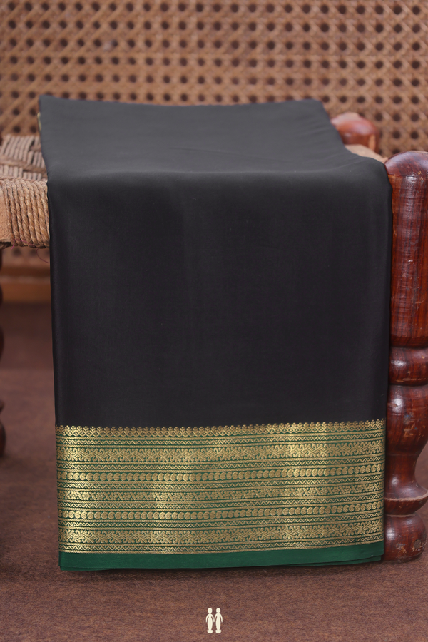 Mysore Silk Saree In Black With Contrast Border
