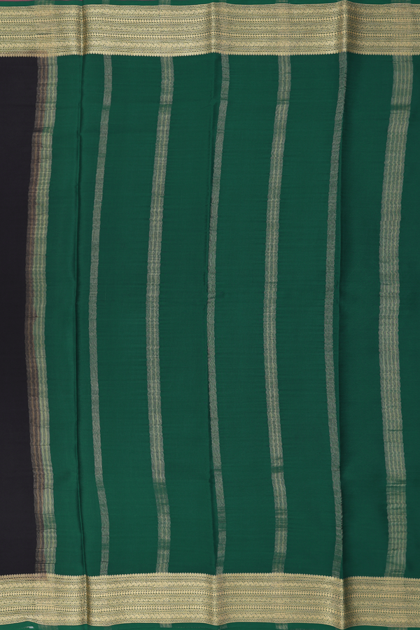 Mysore Silk Saree In Black With Contrast Border