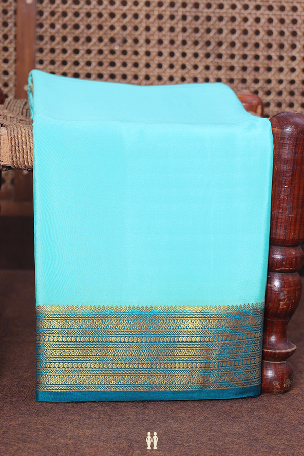 Mysore Silk Saree In Light Blue With Contrast Border