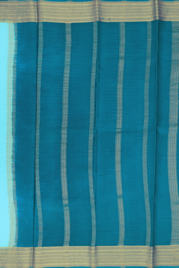 Mysore Silk Saree In Light Blue With Contrast Border