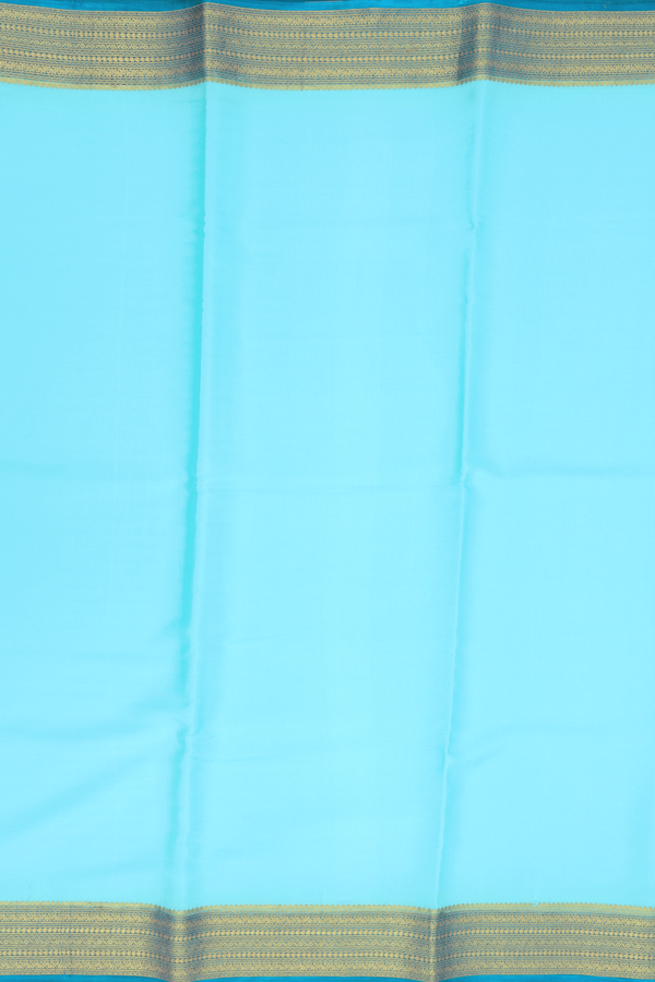 Mysore Silk Saree In Light Blue With Contrast Border