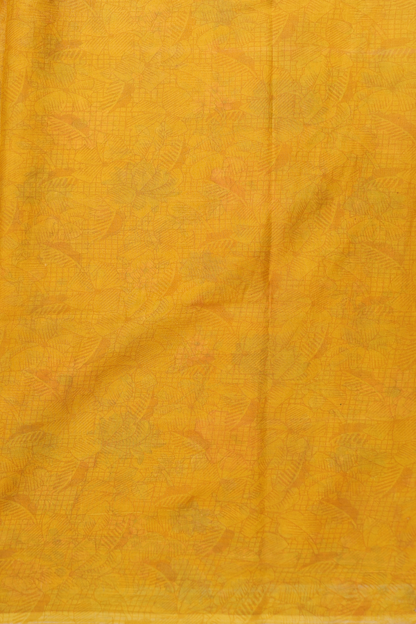 Printed Silk Saree In Honey Yellow With Floral Design