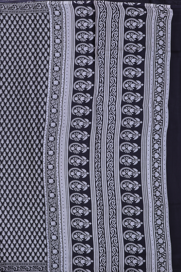 Printed Silk Saree In Black With Allover Design