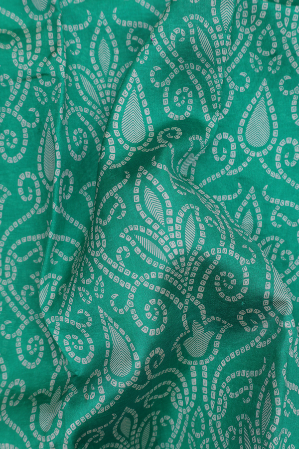 Printed Silk Saree In Green With Allover Design