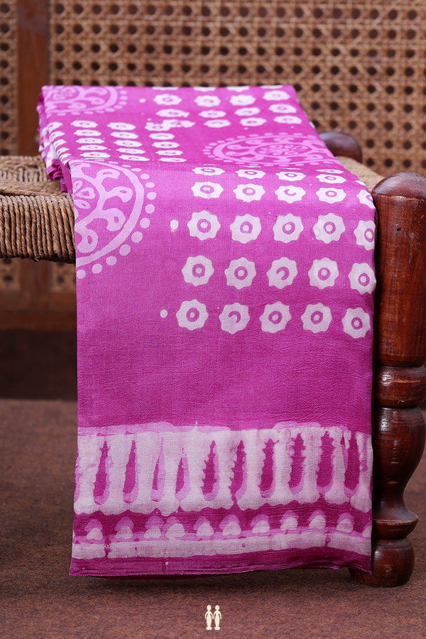 Printed Silk Saree In Orchid Purple With Chakram Design