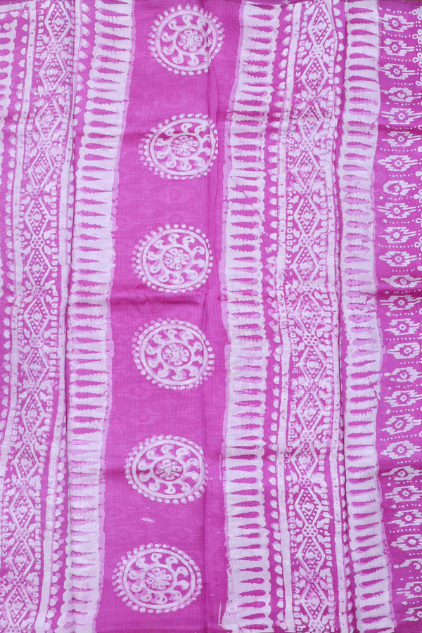 Printed Silk Saree In Orchid Purple With Chakram Design