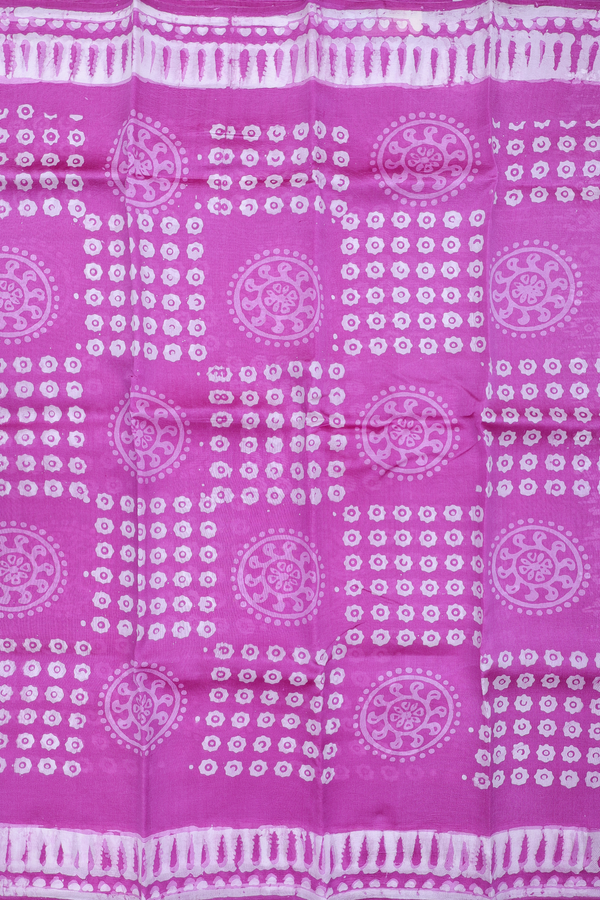 Printed Silk Saree In Orchid Purple With Chakram Design