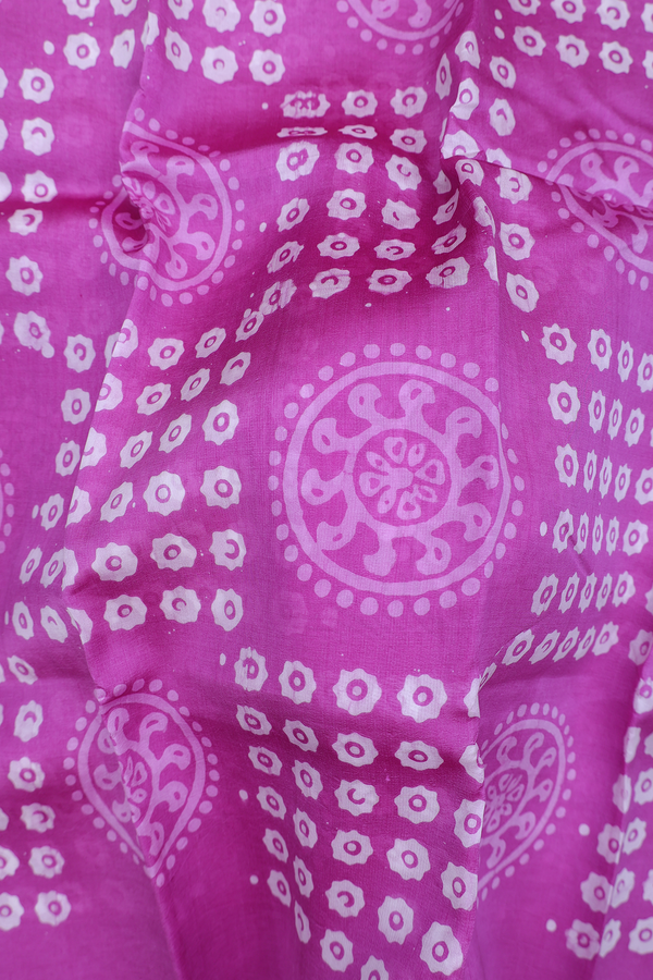 Printed Silk Saree In Orchid Purple With Chakram Design