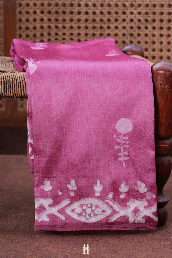 Printed Silk Saree In Mauve With Floral Motifs