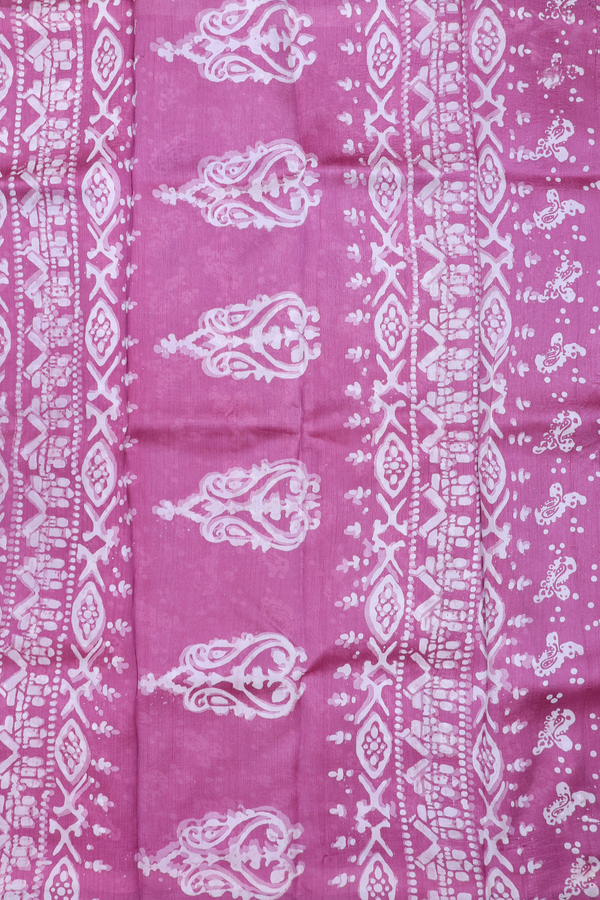 Printed Silk Saree In Mauve With Floral Motifs