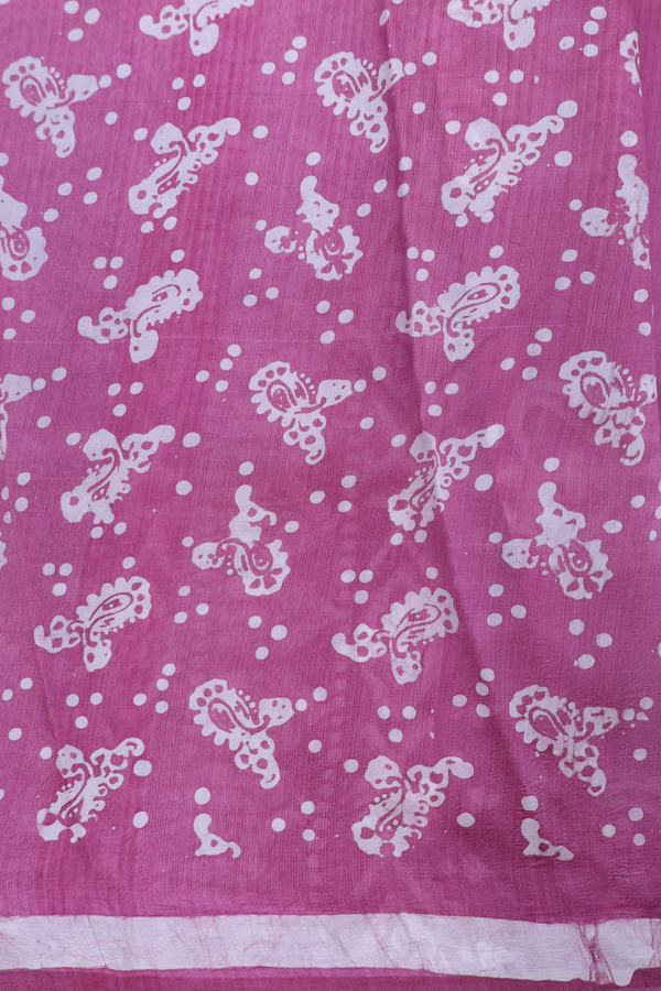 Printed Silk Saree In Mauve With Floral Motifs