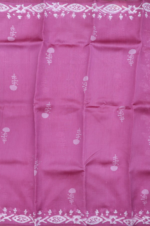 Printed Silk Saree In Mauve With Floral Motifs