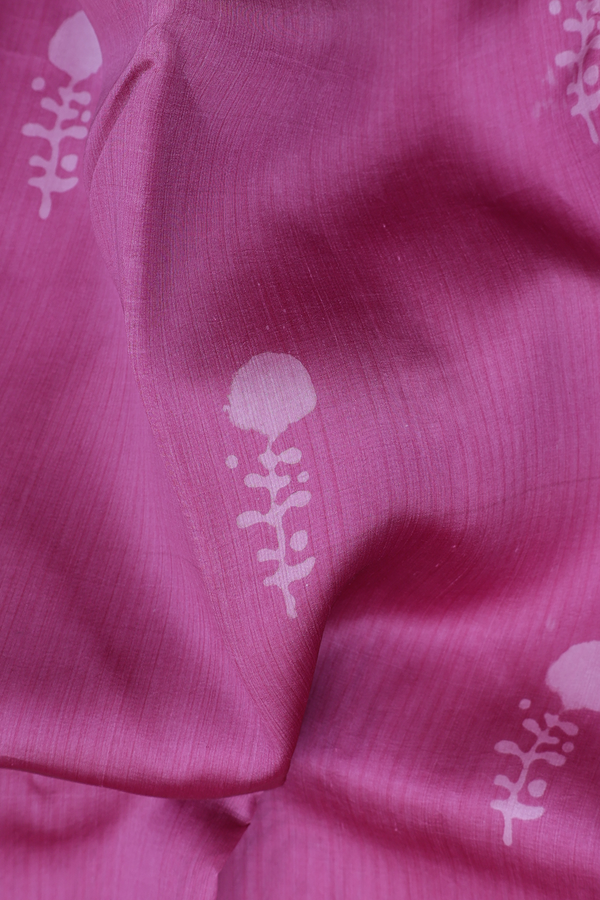 Printed Silk Saree In Mauve With Floral Motifs