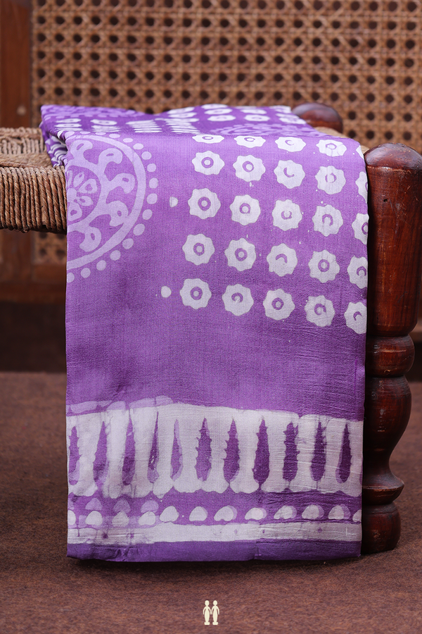 Printed Silk Saree In Purple With Allover Design