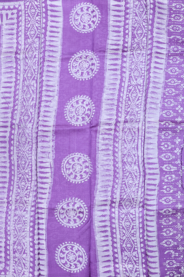 Printed Silk Saree In Purple With Allover Design