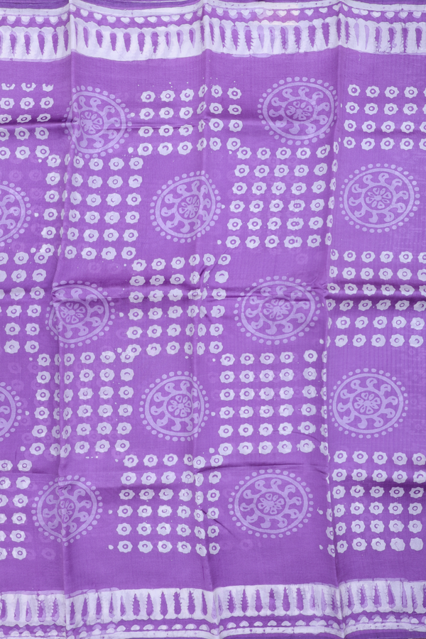 Printed Silk Saree In Purple With Allover Design