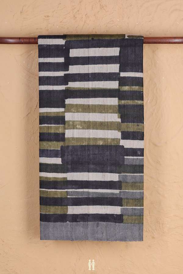 Tussar Silk Saree In Multicolor With Geometric Design