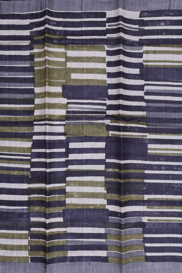 Tussar Silk Saree In Multicolor With Geometric Design