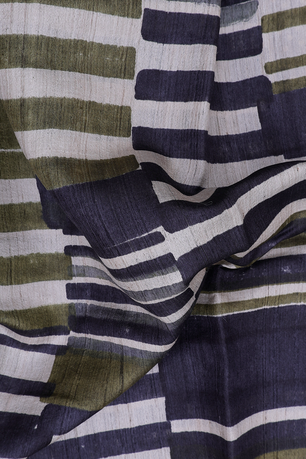 Tussar Silk Saree In Multicolor With Geometric Design