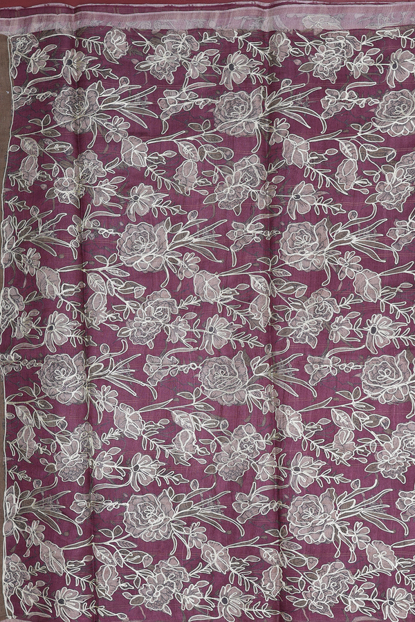 Tussar Silk Saree In Dark Olive Along Checks With Buttas