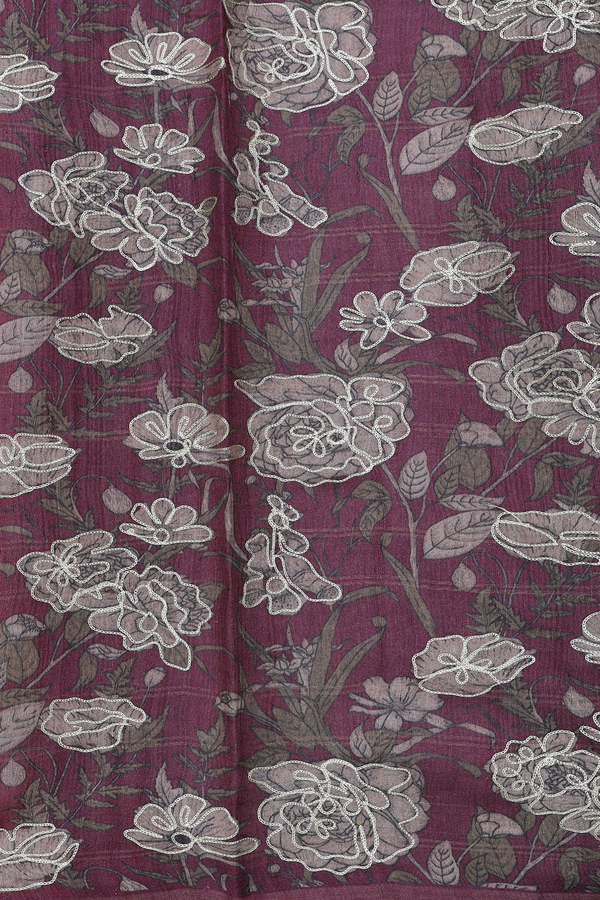 Tussar Silk Saree In Dark Olive Along Checks With Buttas