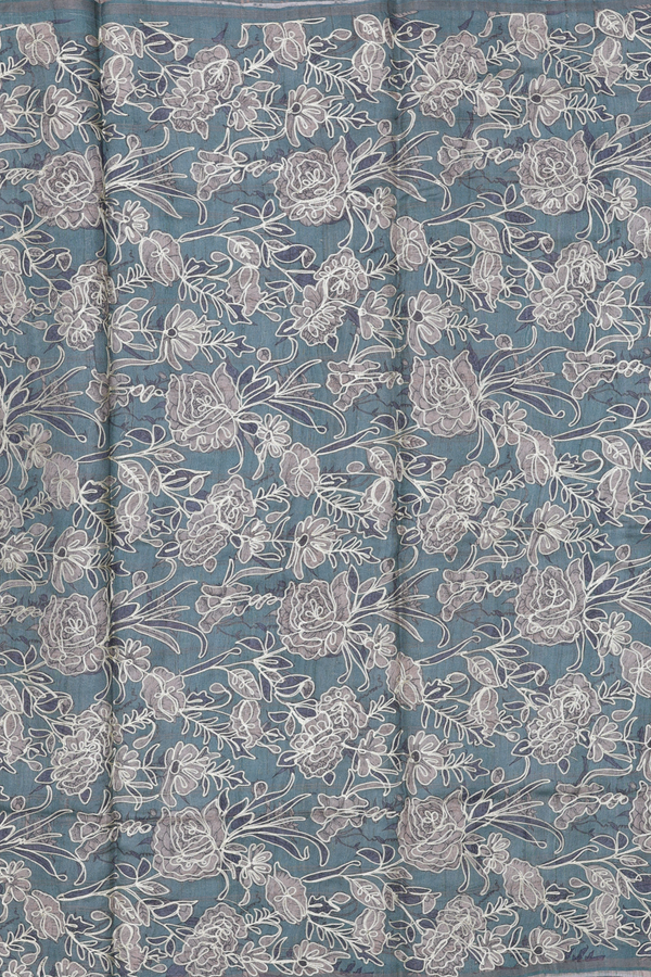 Tussar Silk Saree In Charcoal Grey With Checks Design