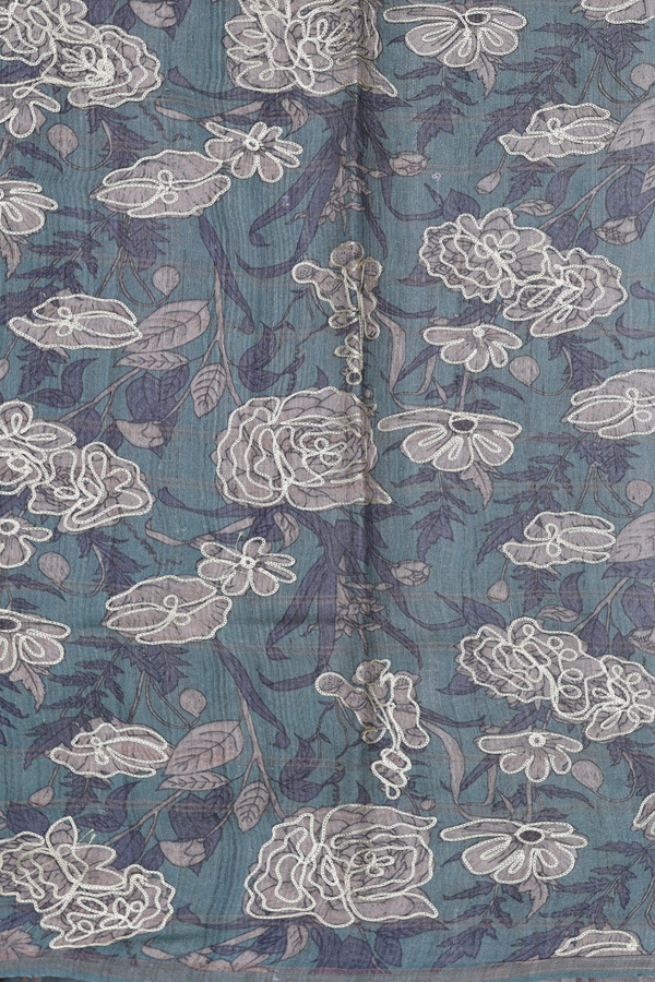 Tussar Silk Saree In Charcoal Grey With Checks Design