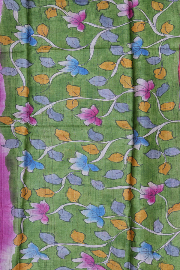 Tussar Silk Saree In Purple Rose With Ogee Design