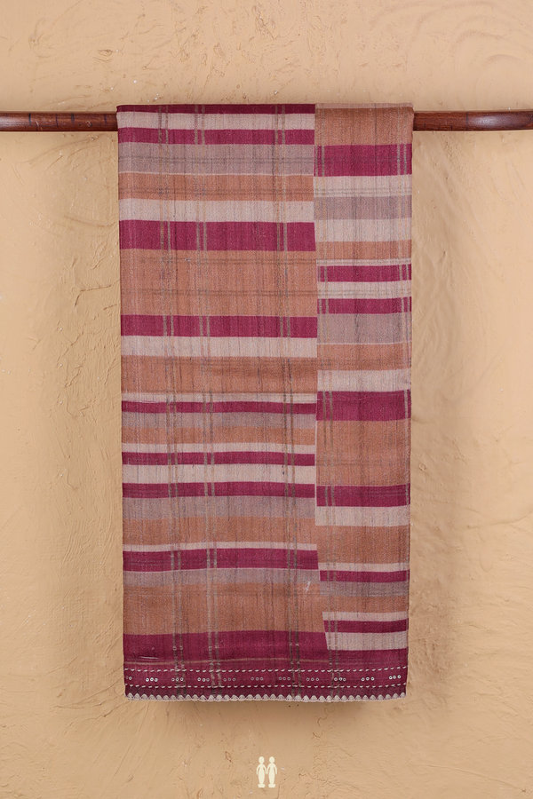 Tussar Silk Saree In Multicolor With Geometric Design