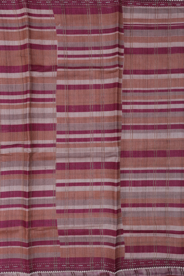 Tussar Silk Saree In Multicolor With Geometric Design